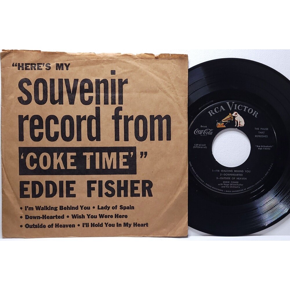 Eddie Fisher ‎45 EP Here's My Souvenir Record From Coke Time on RCA Victor VG/EX
